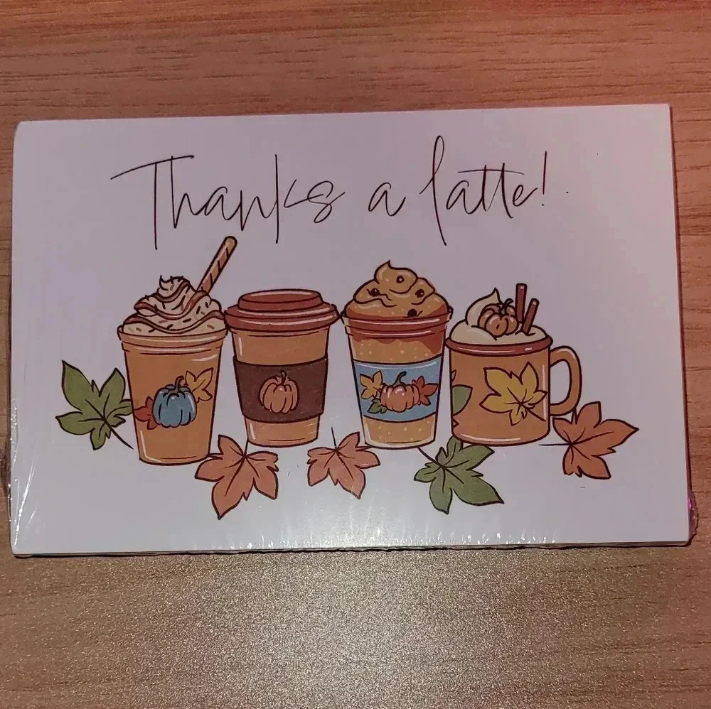 50 THANKS A LATTE CARDS 4×6